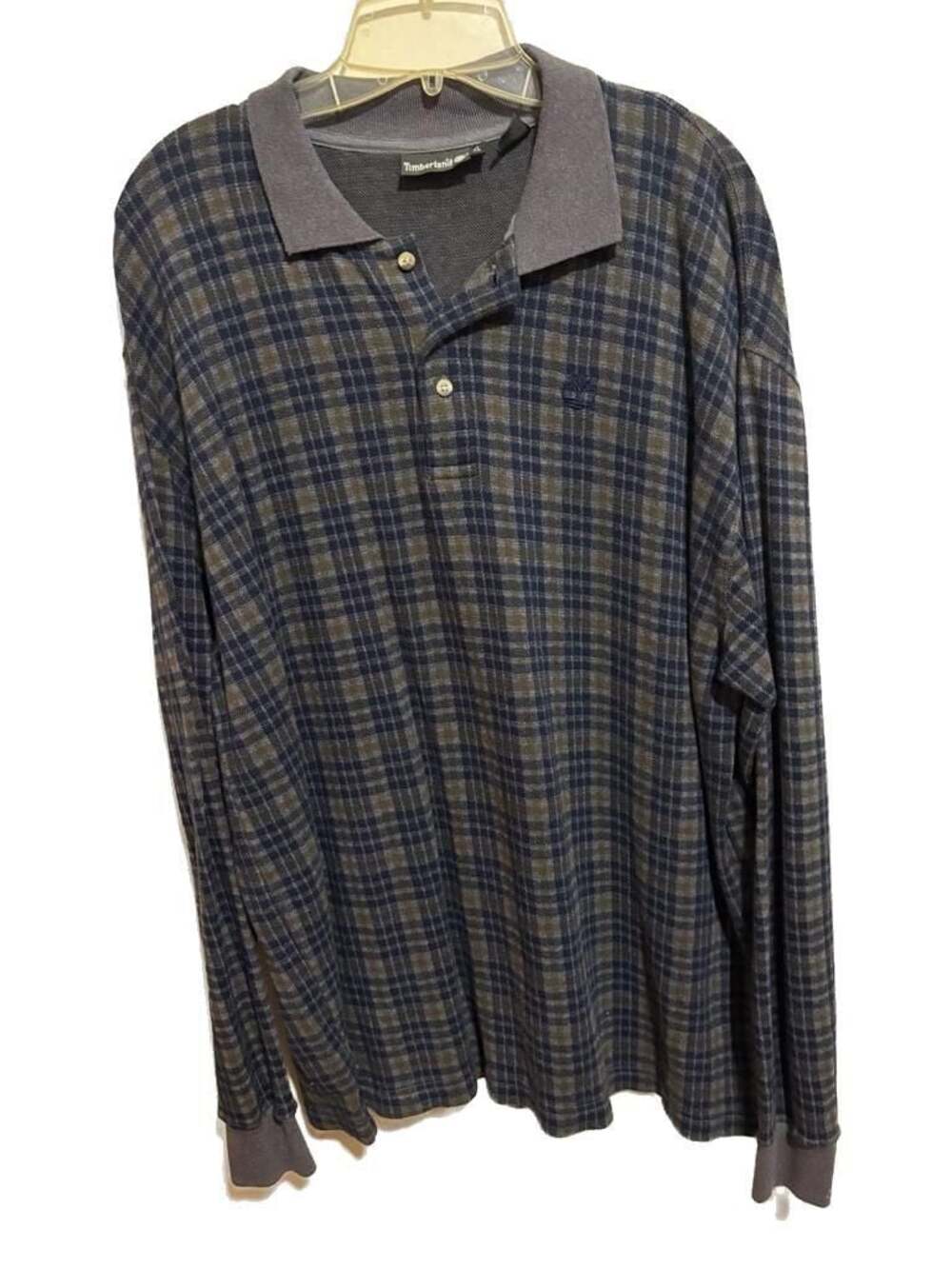 Vintage Timberland Long Sleeve Plaid Polo Shirt